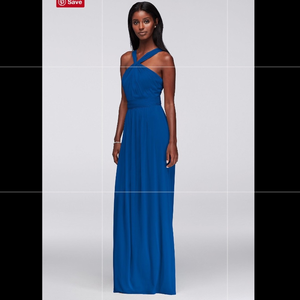 David’s Bridal Y-Neck Long Mesh Bridesmaid Dress